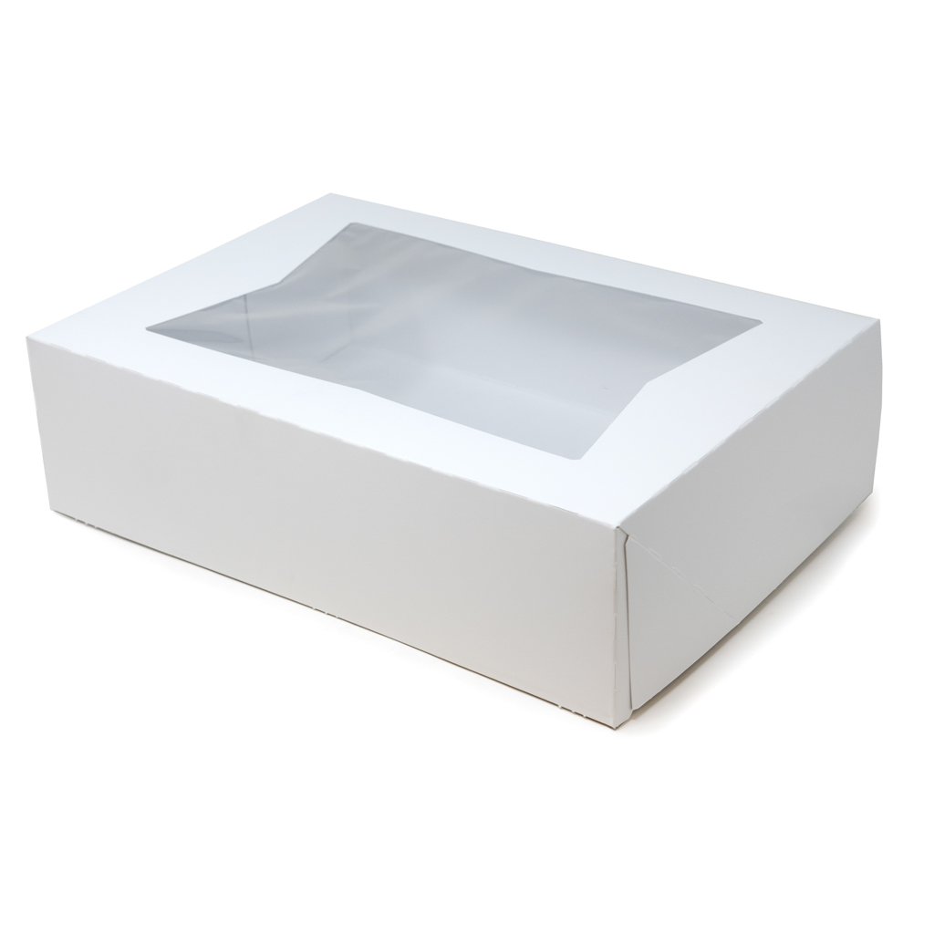 WINDOW BAKERY BOX 14 X 10 X 4 WHITE 1/4 SHEET 100/CS