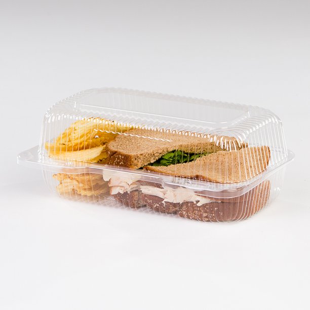 LBH-463  CLEAR HINGED PLASTIC  
CONTAINER  8.5 X 4.5 X 3.5  
500/CS