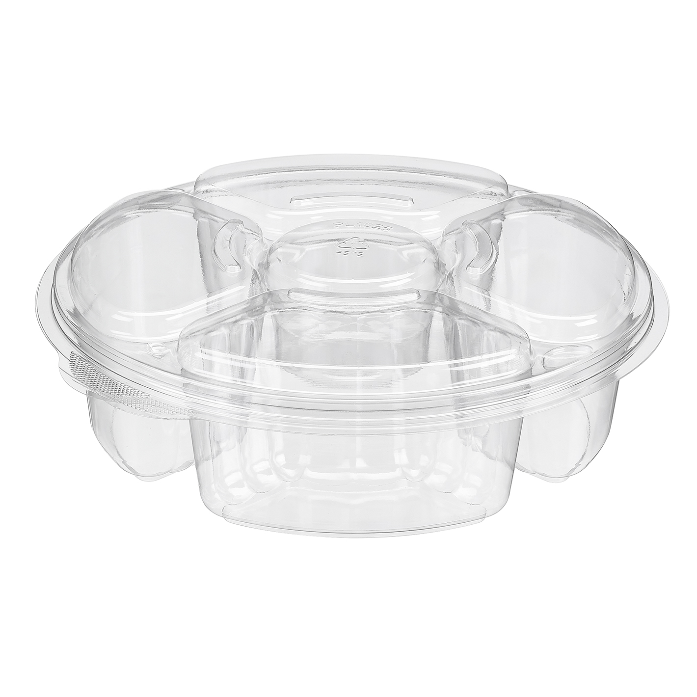 10.25 PRODUCE TRAY W/CUP 4 COMPARTMENT 100/CASE PL065C