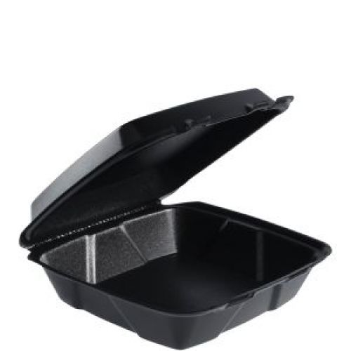 9 INCH FOAM HINGED BLACK CONTAINER 90HTPFB1 200/BX